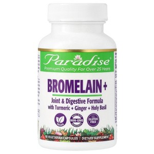 Paradise Herbs Bromelain+, 60 Vegetarian Capsules - 1 of 3