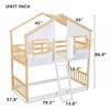 COWLOWN Twin over Twin House Bunk Bed with Roof Window Door Safety Guardrails Ladder Low Height Pine Wood Design - 2 of 4