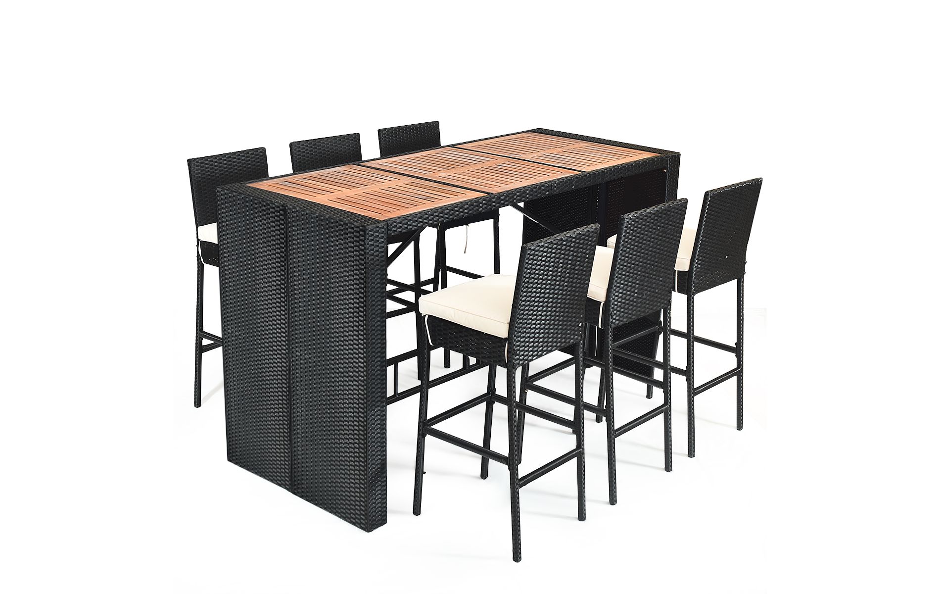 Tangkula 7 Pieces Outdoor Rattan Wicker Dining Table Set with Cushions