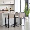 Modern Counter Height Bar Stools set of 2,Bar Stool Chair with Ivory Upholstered Linen Cushions and Minimalist Craft iron Racks Legs-Tanpinhause - 4 of 4