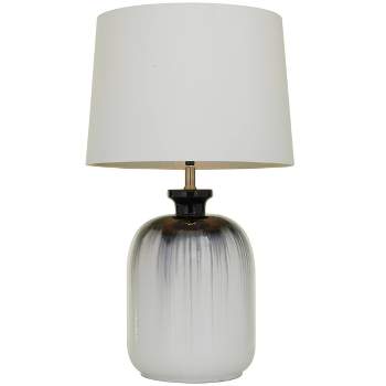 29" x 17" Glass Gourd Style Base Table Lamp with Drum Shade White - Olivia & May