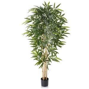 DR.Planzen 5/6/7FT Artificial Bamboo Tree with Real Bamboo Canes in Black Planter, Realistic Faux Bamboo Plant for Indoor Outdoor Home Decor - 1 of 4