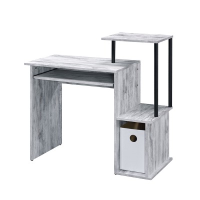 NicBex Home Office Desk 37.5" Morden Computer Desk with Keyboard Tray, Shelves, Storage Drawer, Wooden Desktop and Metal Leg for Office, Study