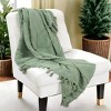 HomeRoots Green Woven 100% Woven Textured Cotton Throw Blanket - 2 of 4