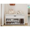 Vynxaria WHITE 39"Shoe Storage Bench, Entryway Bench with Lift Top Storage Box, Metal and Board Bench for Entryway - 3 of 4