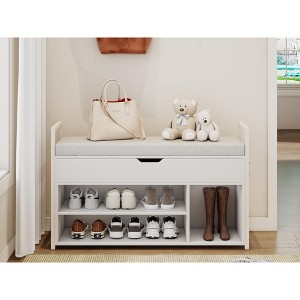 Bella Depot 39"Shoe Storage Bench with Cushion, Entryway Bench with Lift Top Storage Box - 1 of 4