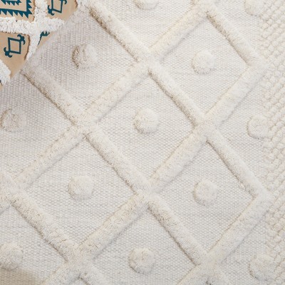 Ivory Hand-Knotted Wool and Cotton 2' x 3' Area Rug