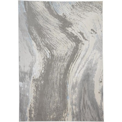 Azure Modern Abstract Gray/Ivory/Blue Area Rug