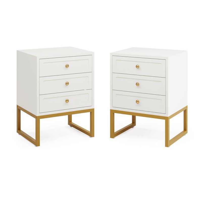 Tribesigns Modern Nightstand with 3 Drawers, Wood Bedside Table for Bedroom, Large Side End Table for Living Room, White, 1 of 8