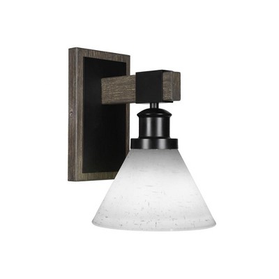 Toltec Lighting Tacoma 1 - Light Sconce in  Black/Painted Wood with 7" White Muslin Shade