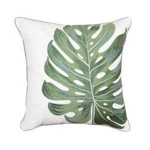RightSide Designs Monstera Leaf On White Pillow-White - 1 of 3