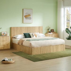 GDFStudio Wren Rustic Lift Up Storage Bed Frame - 1 of 4