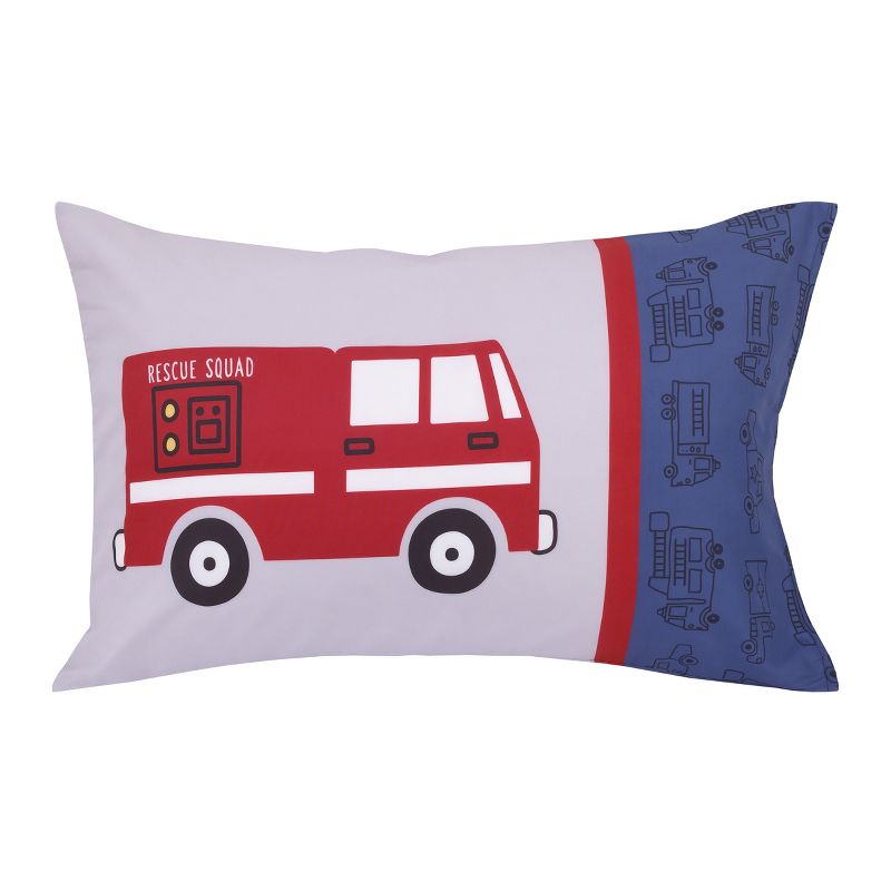 Carter's Firetruck Red, White, and Blue 4 Piece Toddler Bedding Set, 5 of 7