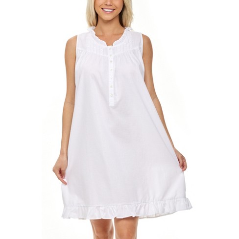Women's Cotton Victorian Nightgown, Audrey Sleeveless Lace Trimmed ...