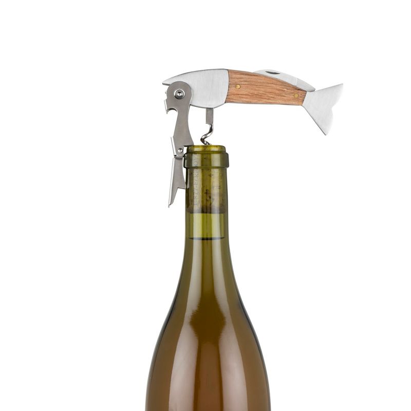Wood & Stainless Steel Fish Corkscrew by Foster & Rye™, Natural color, 3 of 6