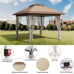 Gazebo Outdoor Pop up,  Canopy Tent with Curtains, Mosquito Netting, for Patio, Backyard Party, 2-Tiered Vented Top - 1 of 4