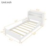 NicBex Twin Size Bed Frame,Pine Wood Platform Bed with Bookcase Headboard,LED Motion Sensor Light,Guardrails,Bedframe for Girls and Boys - 3 of 4