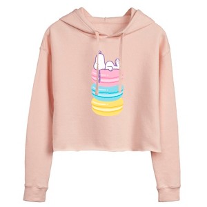 Women's - Peanuts - Snoopy Stacked Macarons Cropped Graphic Hoodie - 1 of 4