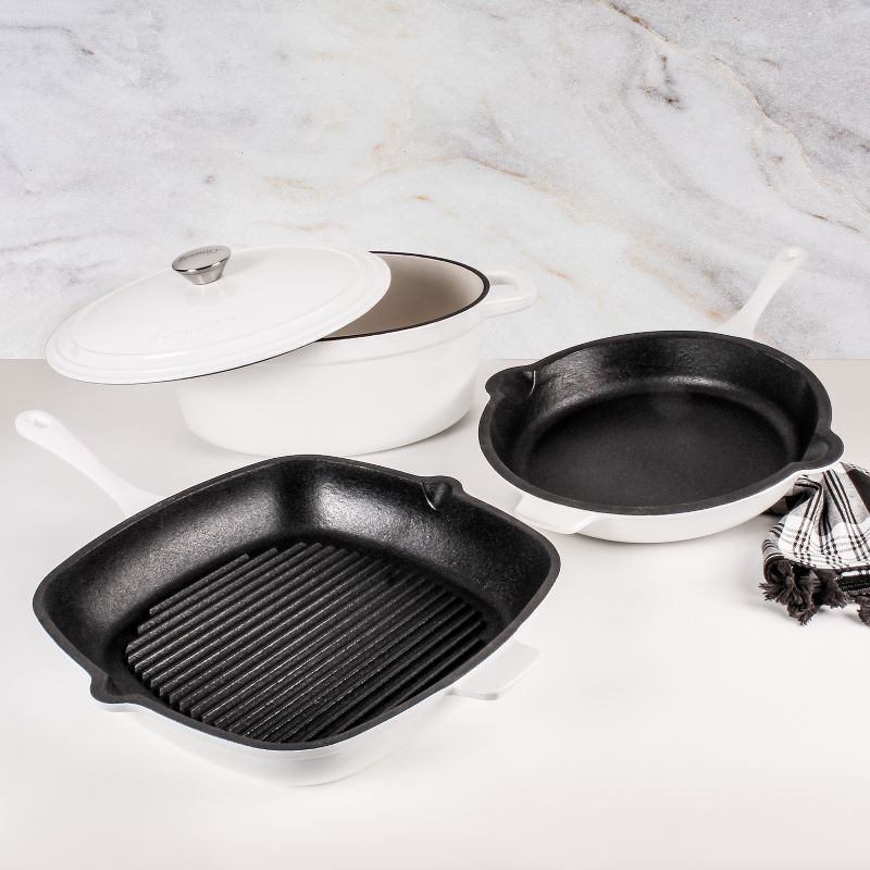 BergHOFF Neo Cast Iron 4Pc Set, Fry Pan 10", Square Grill Pan 11", & 5qt. Covered Dutch Oven, 2 of 9