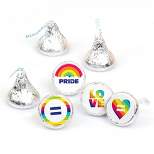 Big Dot of Happiness Love is Love - Pride - Rainbow Party Round Candy Sticker Favors - Labels Fit Hershey's Kisses (1 sheet of 108)