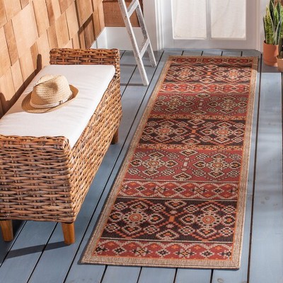 Red and Chocolate Rectangular Synthetic Indoor/Outdoor Area Rug