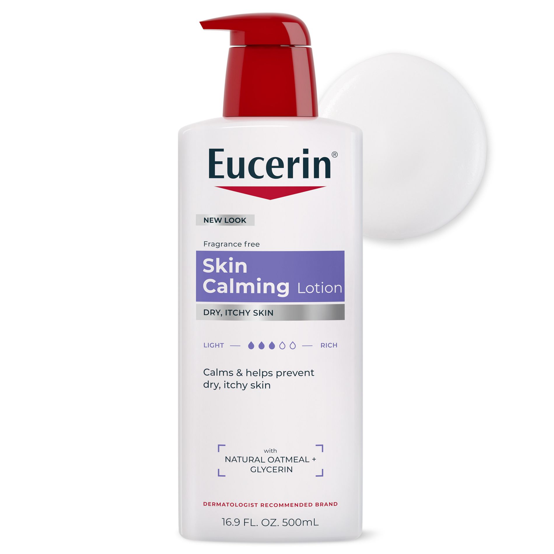 Eucerin Skin Calming Body Lotion for Dry and Itchy Skin Unscented - 16.9 fl oz: Whole Body Moisturizing, Pump Bottle, Normal, Sensitive, Dry Skin