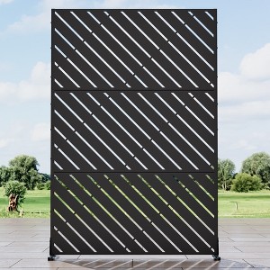 SpassWay 47" x 72" White Metal Garden Trellis Privacy Screen Indoor Outdoor Room Divider Lattice Panel - 1 of 4