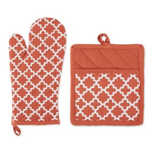 Design Imports Spice Lattice Oven Mitt And Potholder Set - 1 of 4