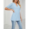 Clearlove Womens Puff Short Sleeve Casual Blouses V Neck T-Shirt Hollow Out Business Tops - 3 of 4