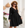 Clearlove Plus Size Dresses for Women V Neck Long Sleeve Twist Knot Front Flowy Dresses - 4 of 4