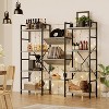 Homhougo Triple Wide 4 Tier Bookshelf, Tall Bookshelf with Open Display Shelves, Industrial Large Bookshelves and Bookcases with Metal Frame, Gray - 4 of 4
