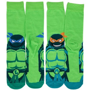 Mens Teenage Mutant Ninja Turtles Leo and Mikey Crew Socks 2-Pack - 1 of 4