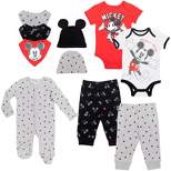 Disney Mickey Mouse Baby Mix N' Match Zip Up Sleep Play Coverall Bodysuits Pants Bibs and Hats 10 Piece Newborn to Infant 