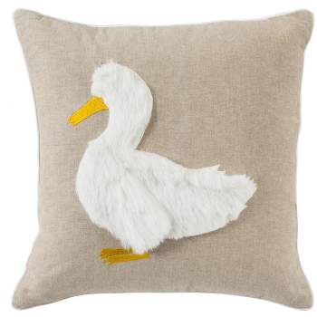 Quackadilly Goose Pillow - Beige/White - 20" X 20"  - Safavieh.