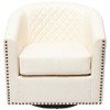 KINWELL 29" Wide Tufted PU Leather Swivel Barrel Chair - 3 of 4