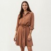 Anna-Kaci Women’s Button Front Shirt Dress with Adjustable Sleeves Soft Drawstring Waist and Relaxed Flowing Silhouette - 2 of 4