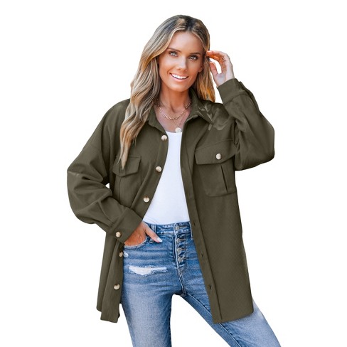 Women's Corduroy Button-Front Shacket -Cupshe - image 1 of 4