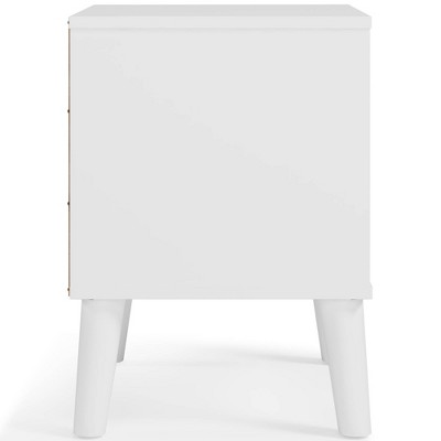 Contemporary Sugarberry & Matte White Nightstand with Open Shelving