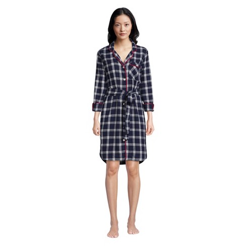 Lands' End Women's 3/4 Sleeve Flannel Sleepshirt Nightgown - Medium ...