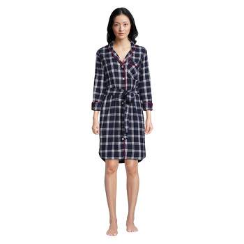 Lands' End Women's Plus Size 3/4 Sleeve Flannel Sleepshirt Nightgown