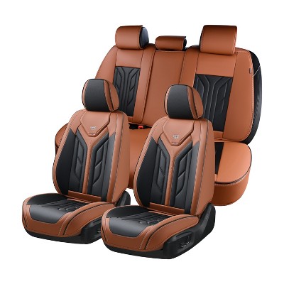 Coverado Automotive Seat Covers Luxury Faux Leather Seat Proetctor, Front and Back Seat Covers 5 Seats