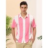 Lars Amadeus Men's Beach Striped Short Sleeve Hawaiian Color Block Button Shirts - 2 of 4