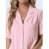 cheibear Women's Notched Collar Button Down Pajama Shirt Dress with Pocket - 4 of 4