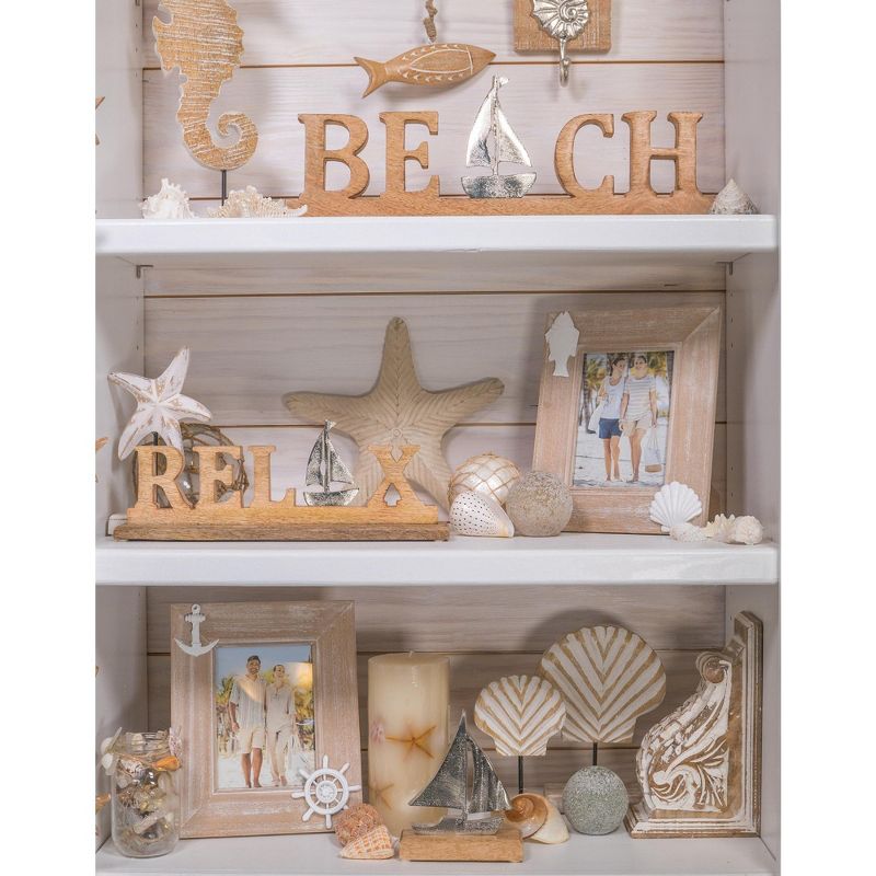 Beachcombers 5" x 7" Wood Fish / Shell Frame Beach Coastal Nautical Photo Frame Picture Holder for Wall Shelf or Tabletop Decor Decoration, 2 of 4