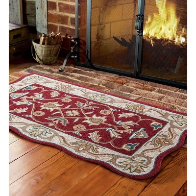 Hand-Tufted Fire Resistant Scalloped Wool McLean Hearth Rug - Brown/Gold