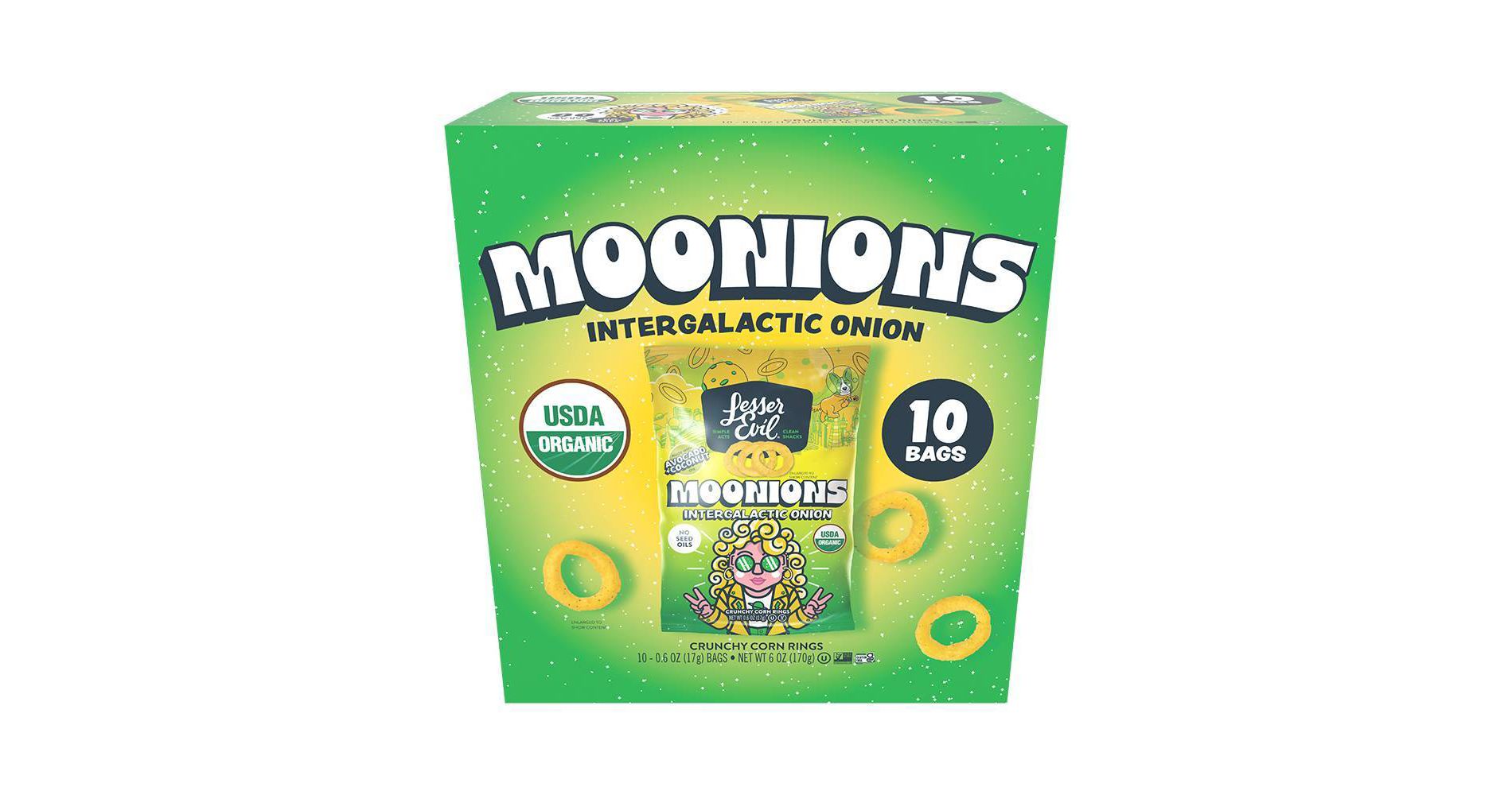 LesserEvil Moonions Snack Pack Puffs - 4.6oz/10ct
