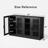 PexFix 62" W x 36" H Large Sideboard Buffet Cabinet with 4 Glass Doors 2 Adjustable Shelves for Kitchen Living/Dinning Room Bedroom Entryway Black - 4 of 4