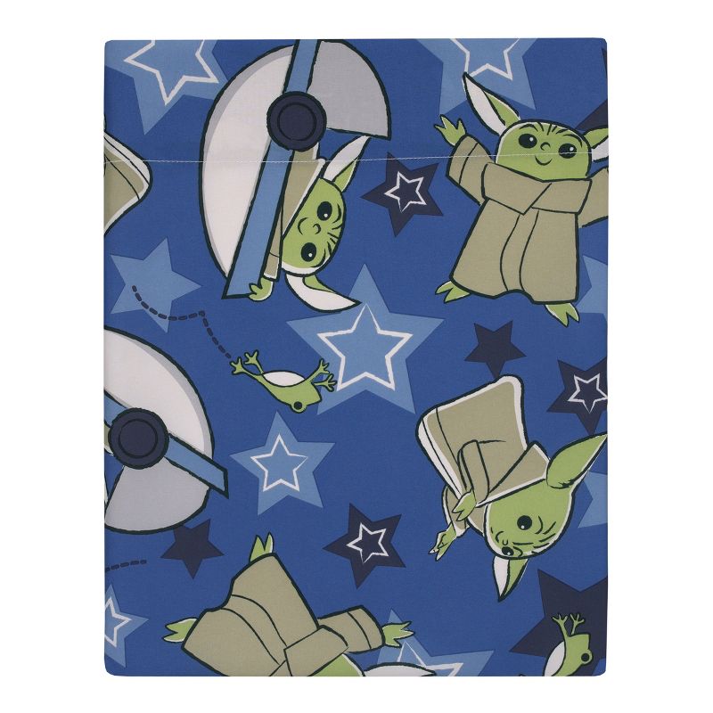 Star Wars The Child Cutest in the Galaxy Blue, Green and Gray, "Too Cute" Grogu, Stars, Hover Pod, and Sorgan Frog 4 Piece Toddler Bed Set, 4 of 7