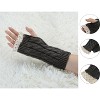 Unique Bargains Pair Women's Winter Lace Trim Fingerless Thumbhole Stretchy Knitted Gloves - 2 of 4