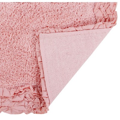 Plush Pink Cotton Shaggy Border 20" x 60" Bath Rug